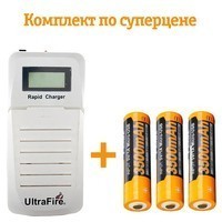 Фото Комплект Fenix Зарядное устройство 2х18650 Ultrafire WF200 + 3 аккумулятора 18650 3500 mAh Li-ion с USB зарядкой ARB-L18-3500U
